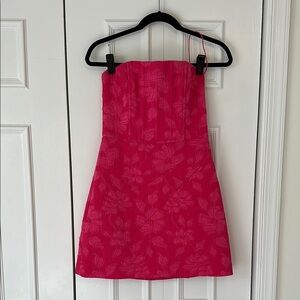 Alice + Olivia Pink Floral Strapless Dress